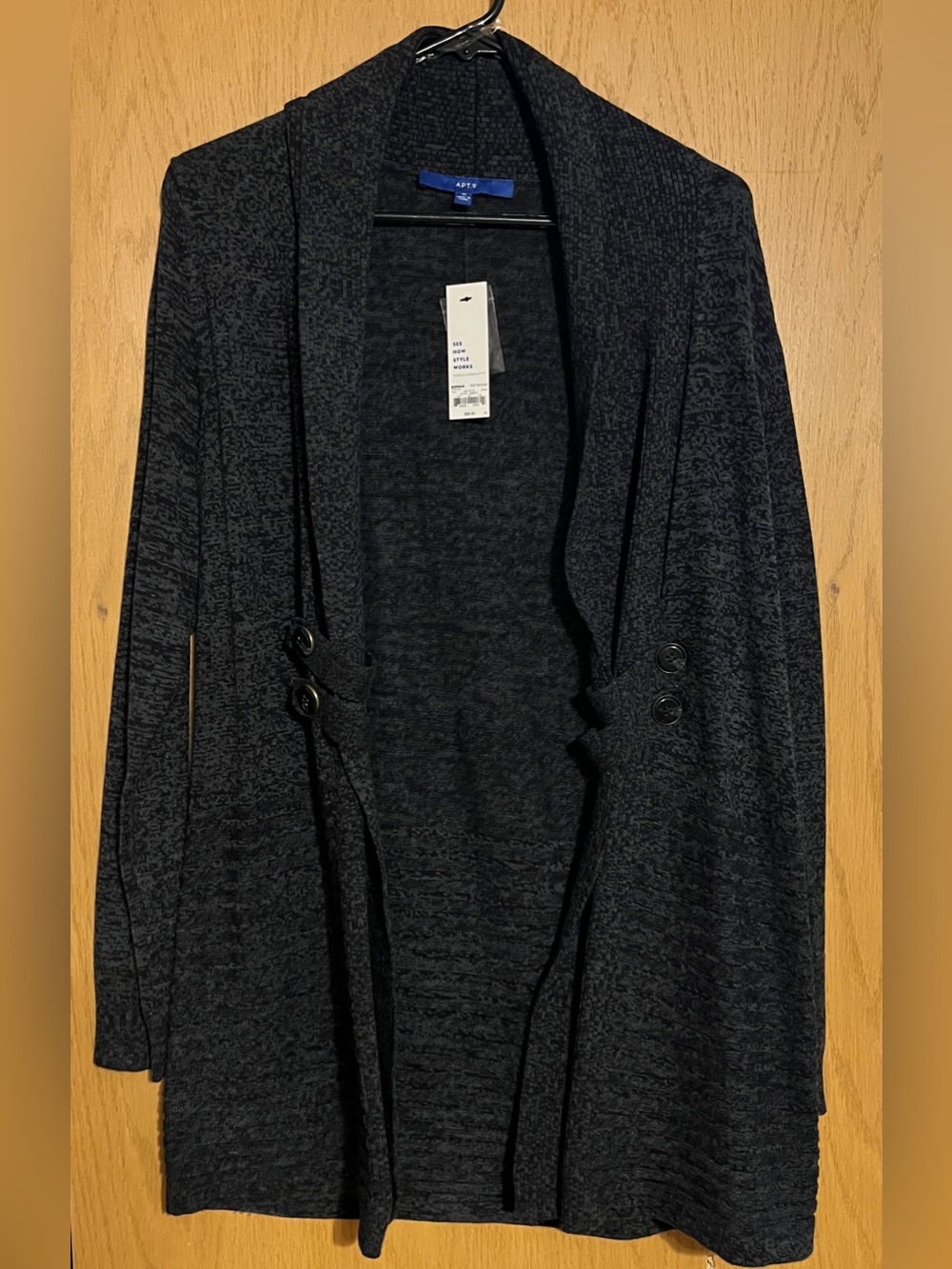 Apt. 9 Black Open Front Long Cardigan Sweater, size medium